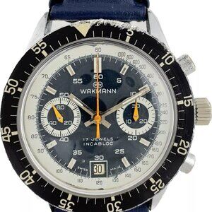 Vintage Wakmann Big Boy 13.36.00 Men Chronograph Watch Valjoux 234 Rare Serviced
